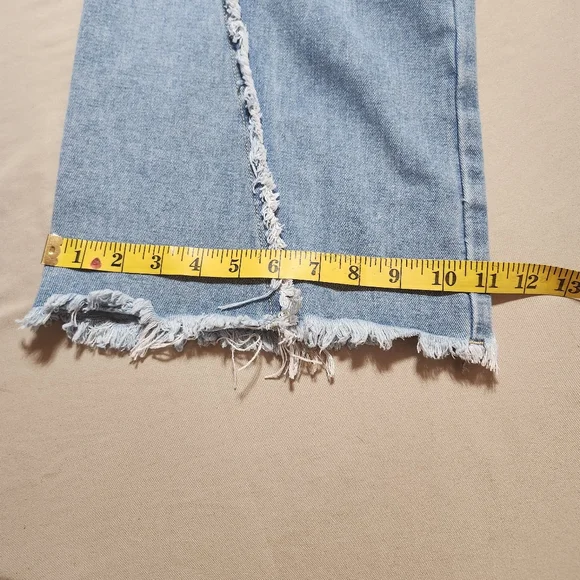 1030 T.E.N.T.H.I.R.T.Y Low Rise Wide Leg Frayed Denim Blue Jeans Size 1/25  NWT - Picture 13 of 14
